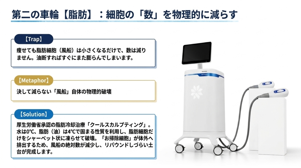 脂肪冷却治療クールスカルプティングによる脂肪細胞の破壊