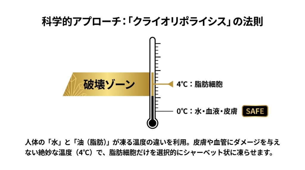 水と脂肪が凍る温度の違いを利用したクライオリポライシスの法則