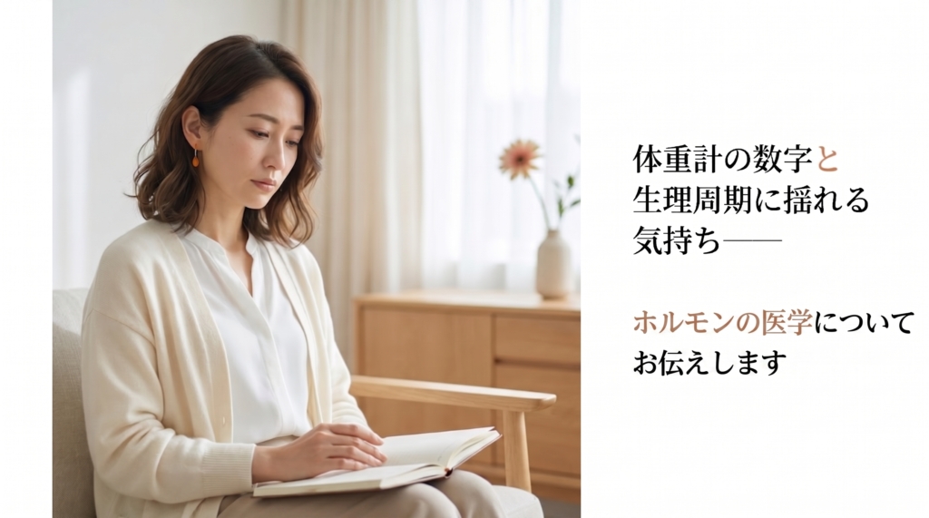 体重計の数字と生理周期に揺れる気持ち──ホルモン医学を理解しようとする30代女性の佇まい