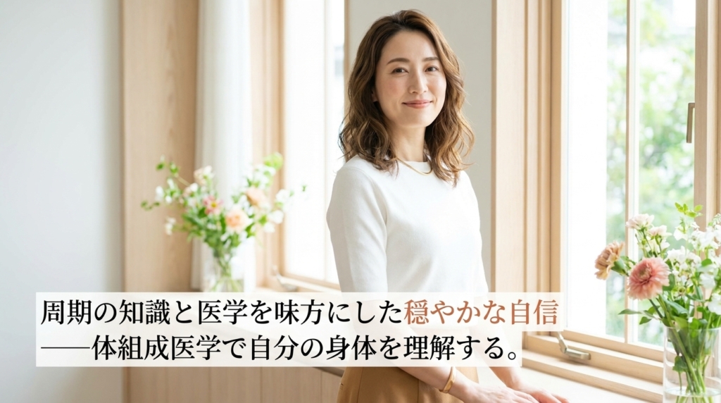 周期の知識と医学を味方にした穏やかな自信──体組成医学で自分の身体を理解する女性の佇まい
