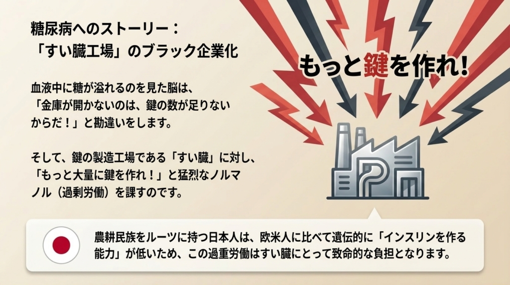 糖分が溢れすい臓工場が過重労働を強いられるメカニズム