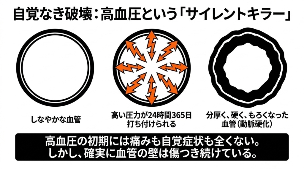 高血圧による動脈硬化とサイレントキラーの恐怖
