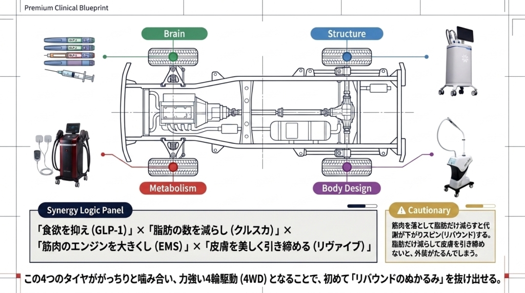 4つの医療痩身治療が連携するシナジーロジックパネル